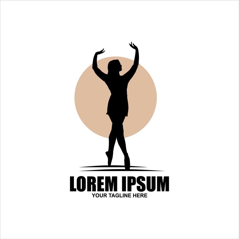 beautiful woman dancing logo design concept template vector