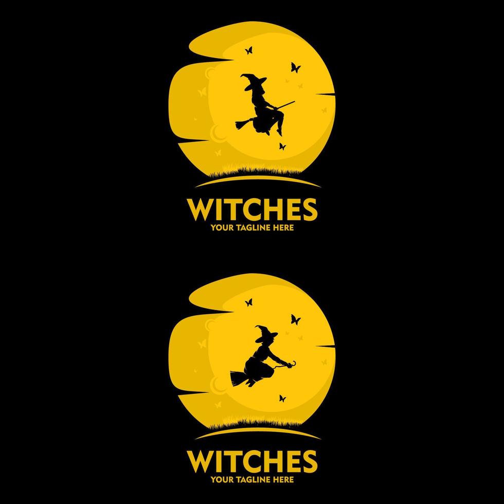 halloween witch silhouette vector