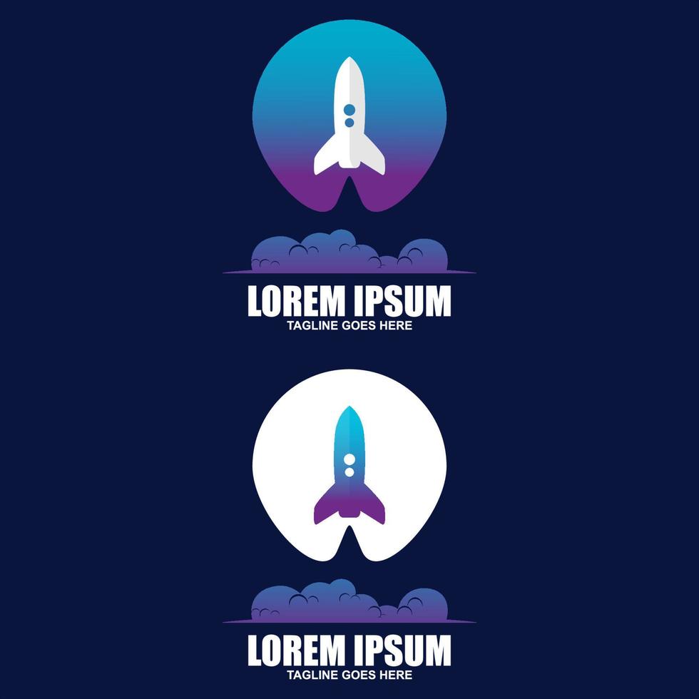 Vector rocket in circle icon concept logo design template illustration