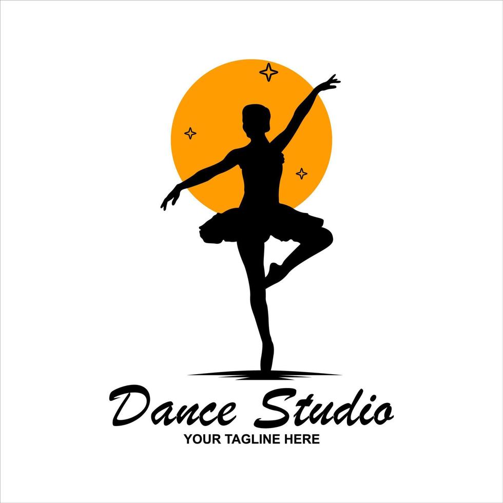 beautiful woman dancing logo design concept template vector