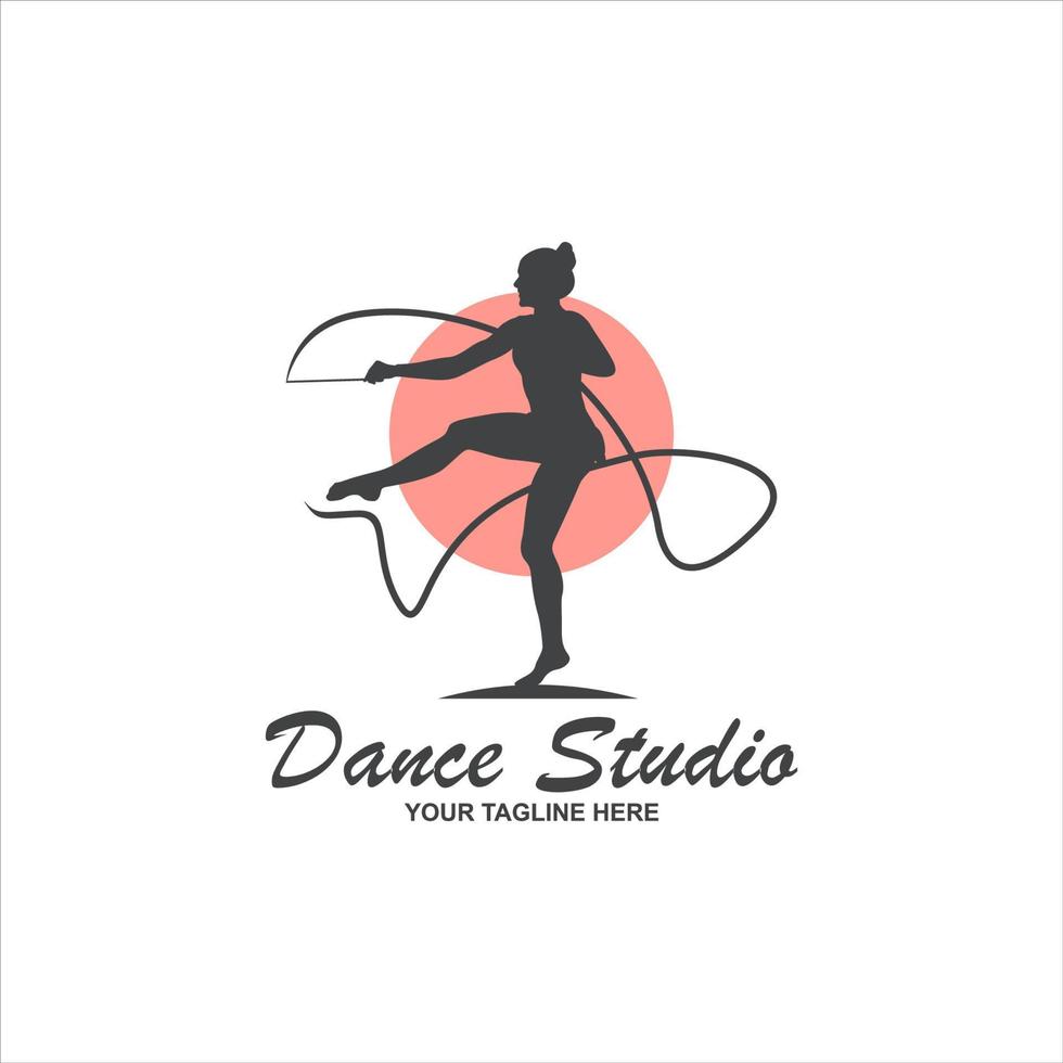 símbolo de elemento de plantilla de logotipo de estudio de danza de ballet con color degradado de lujo vector