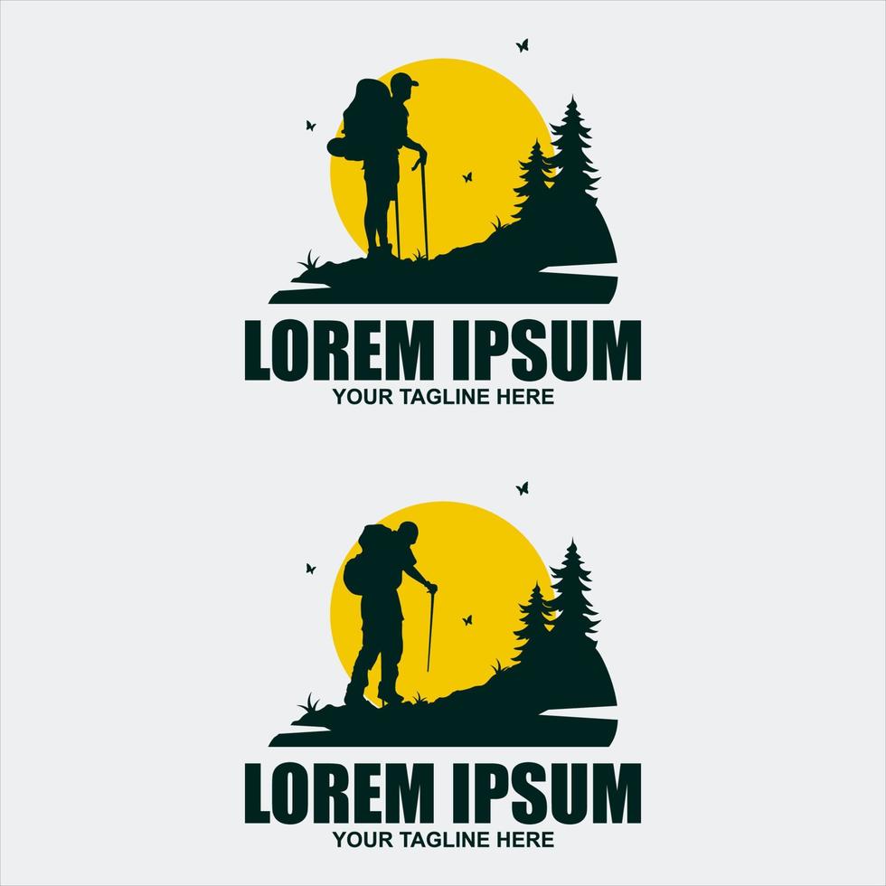 vintage adventure male hiking logo vector icon design illustration