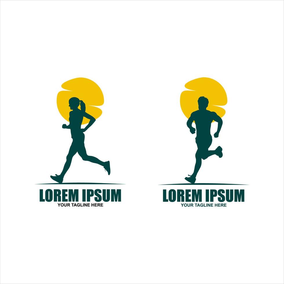 Running and marathon logo design template vector