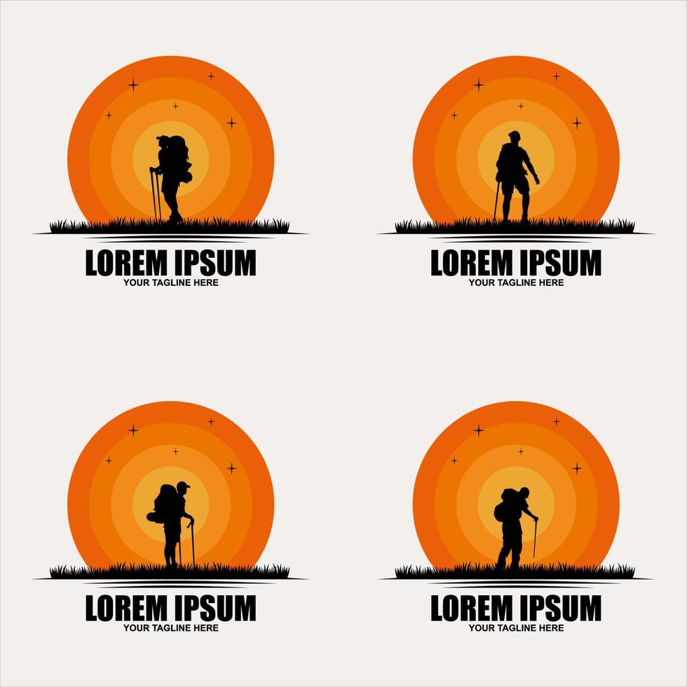 Hiking Expedition Logo Design Template Set vector