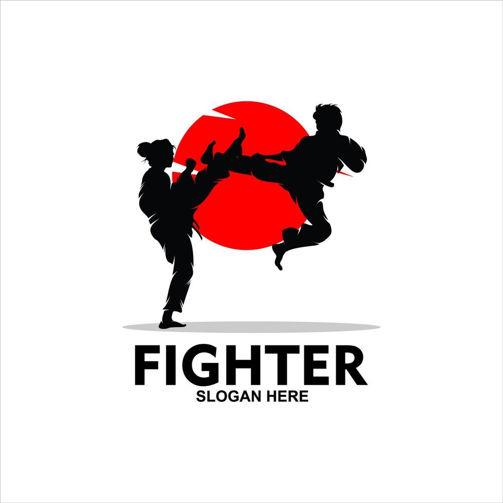 Karate fighter silhouette vector