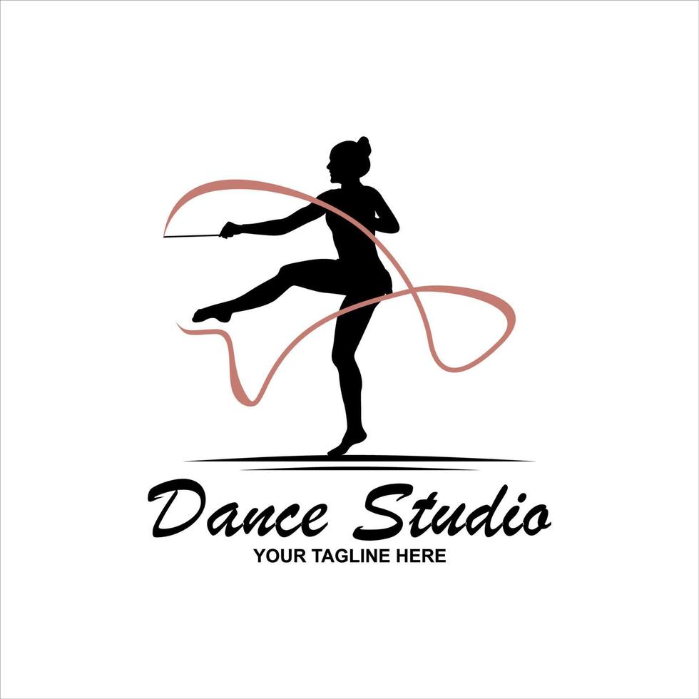 símbolo de elemento de plantilla de logotipo de estudio de danza de ballet con color degradado de lujo vector