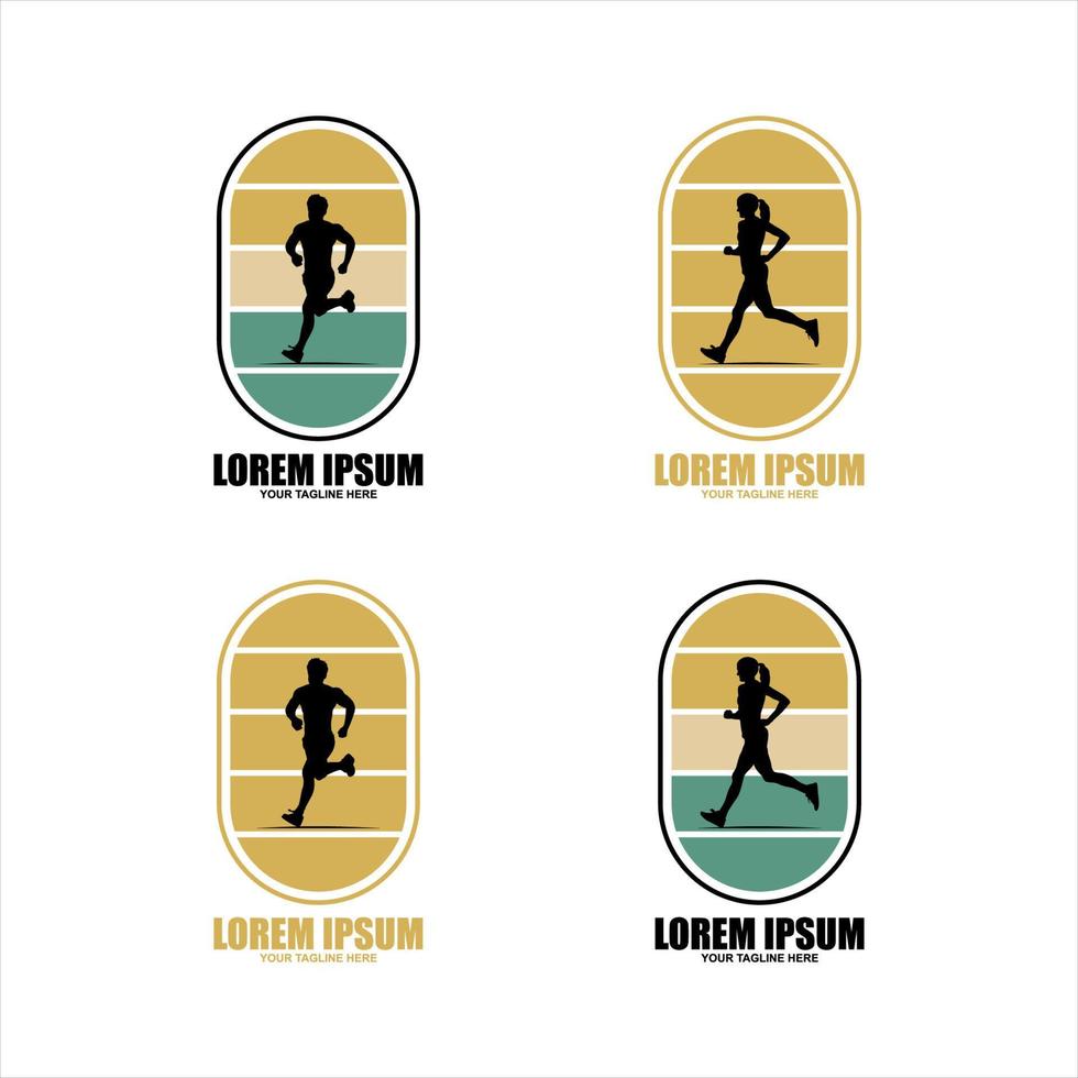 Running and marathon logo design template vector