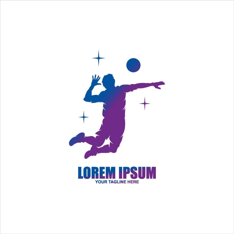 volleyball logo design with jumping person icon vector