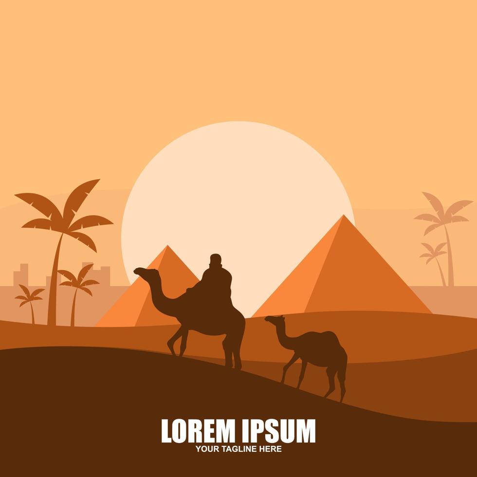Nomad camel with man art logo vector