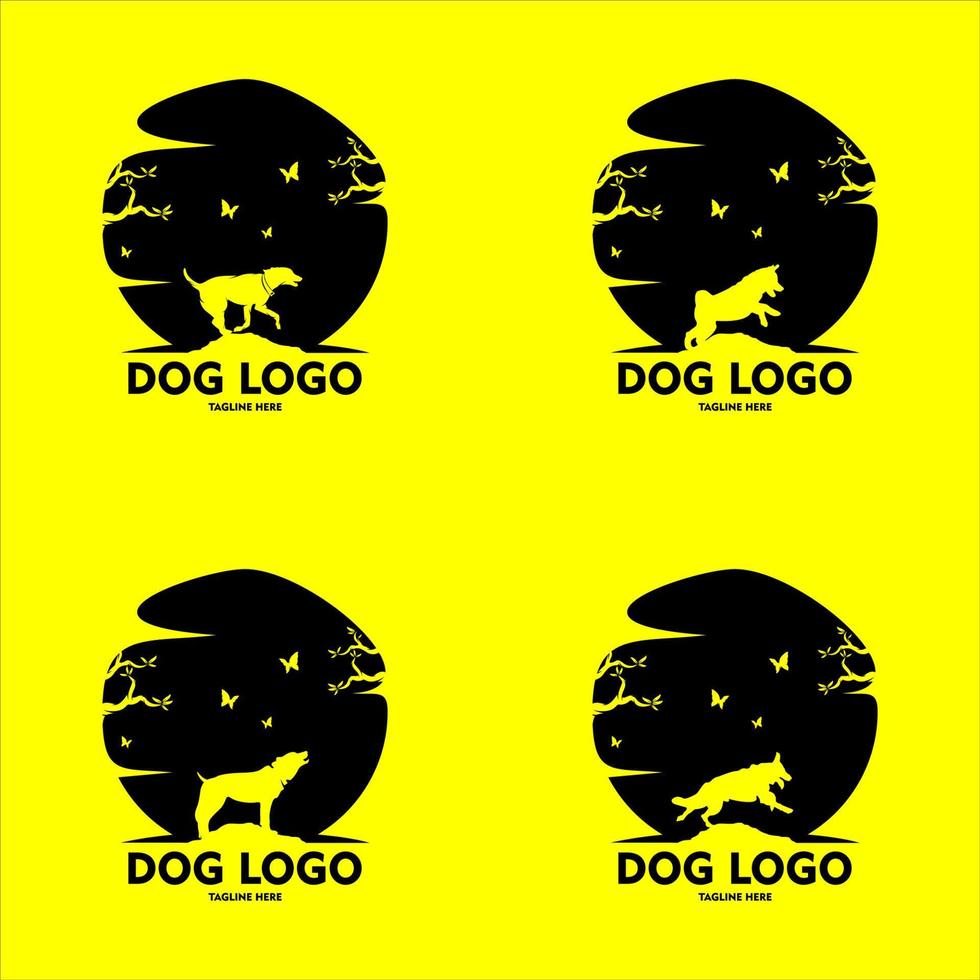 Vector logo on which an abstract image of a cute dog.