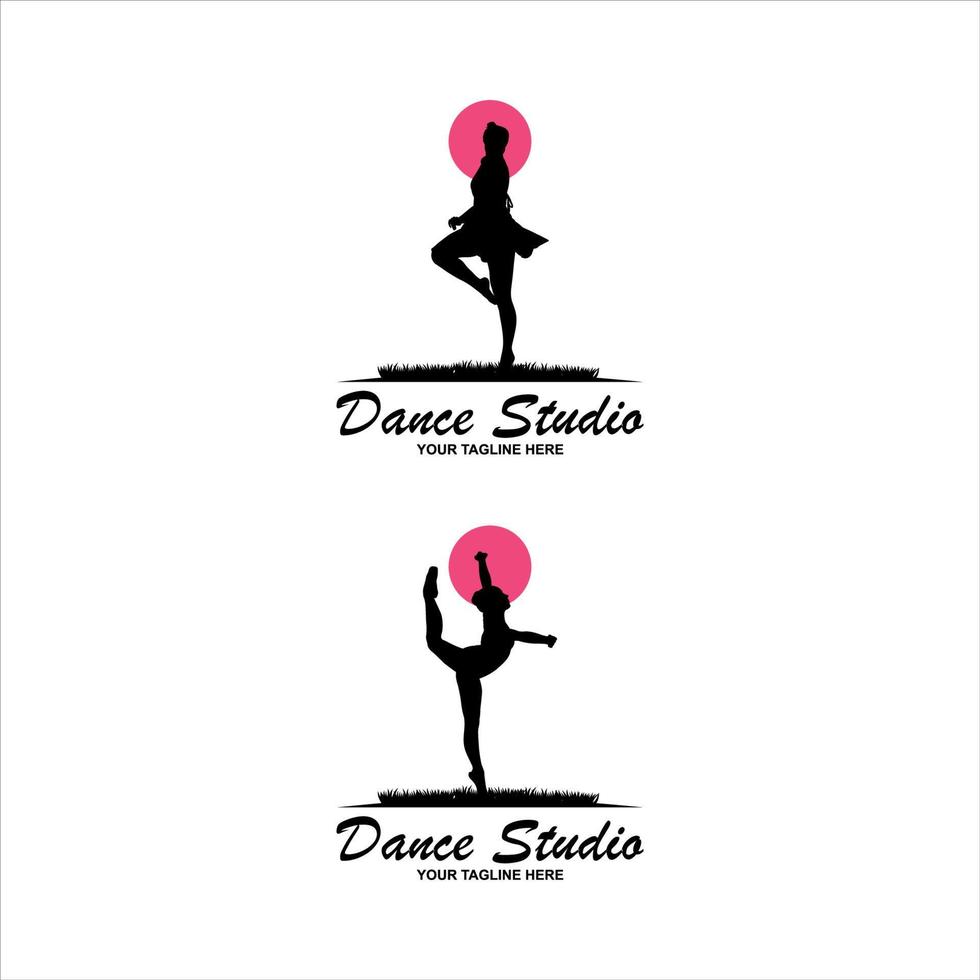 Dancer male and female silhouettes vector