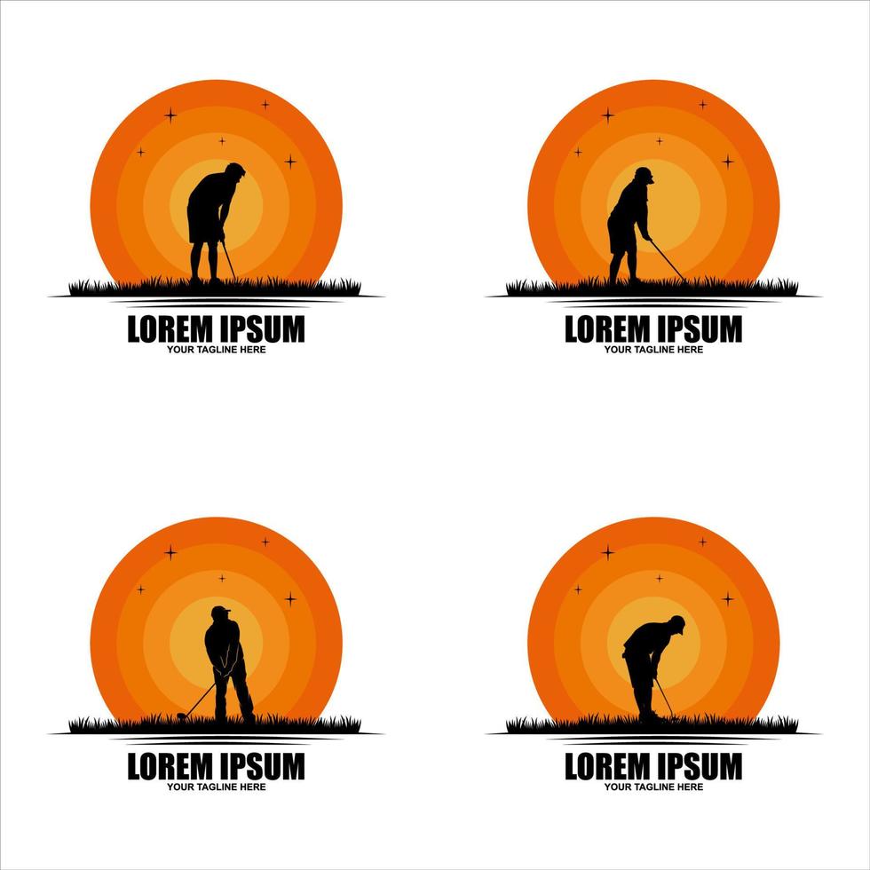 diseño gráfico del logotipo de golfista y pelota de golf vector