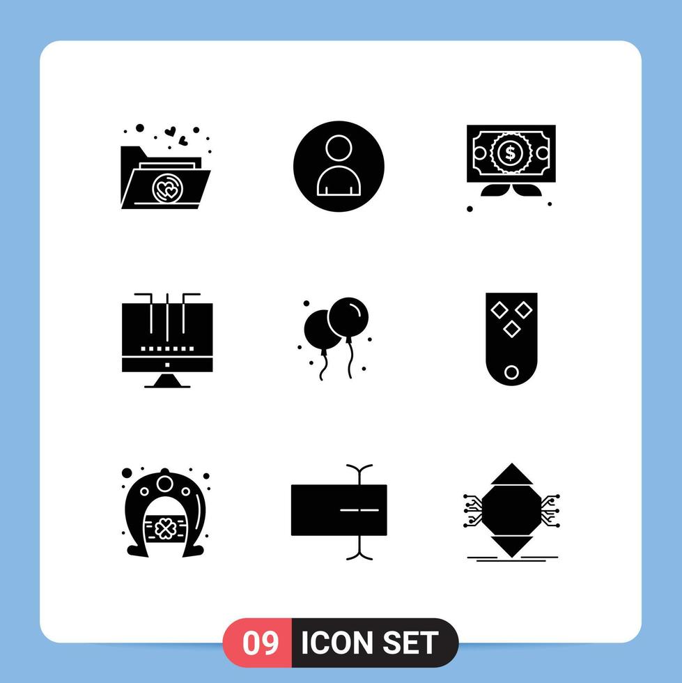 Set of 9 Commercial Solid Glyphs pack for fly search certificate optimization engine Editable Vector Design Elements