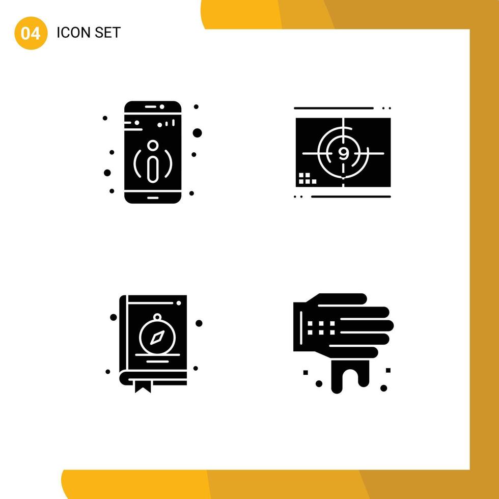 Group of Modern Solid Glyphs Set for detail book film opening camping Editable Vector Design Elements