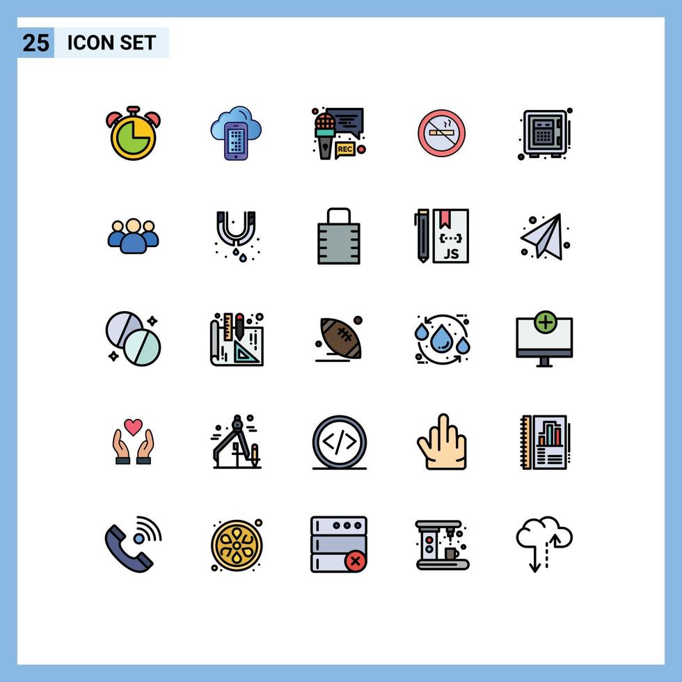 paquete de iconos de vector de stock de 25 signos de línea y símbolos para dinero hotel mic no fumar elementos de diseño de vector editables