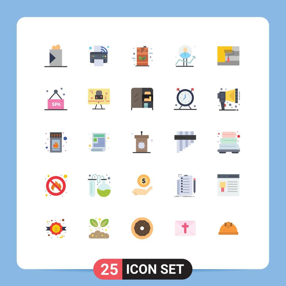 User Interface Pack of 25 Basic Flat Colors of success chart barrel male gas Editable Vector Design Elements