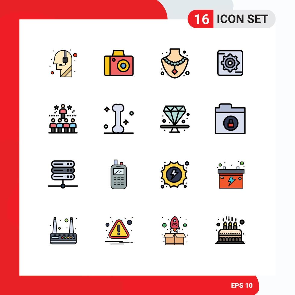 conjunto de 16 iconos de interfaz de usuario modernos símbolos signos para caja de éxito de gema de estrella brillante elementos de diseño de vector creativo editable