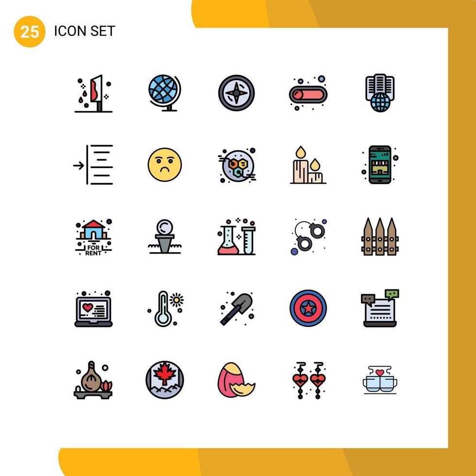 Universal Icon Symbols Group of 25 Modern Filled line Flat Colors of proxy hosting navigation toggle button Editable Vector Design Elements