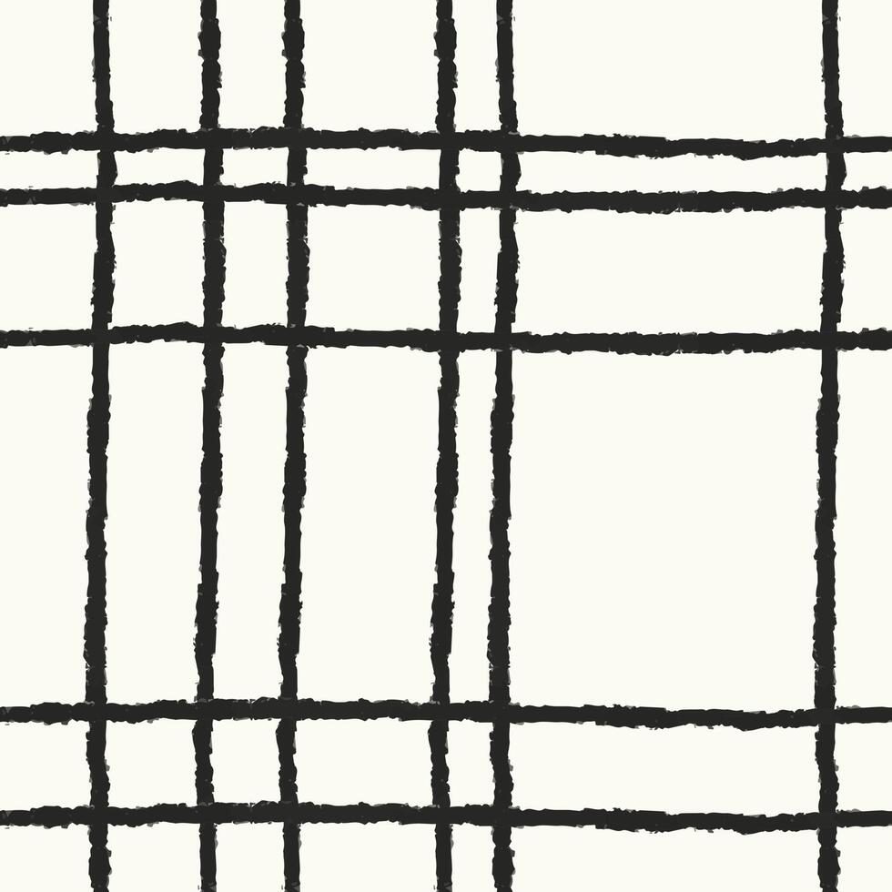 Plaid seamless pattern. Hand drawn stripes. vector