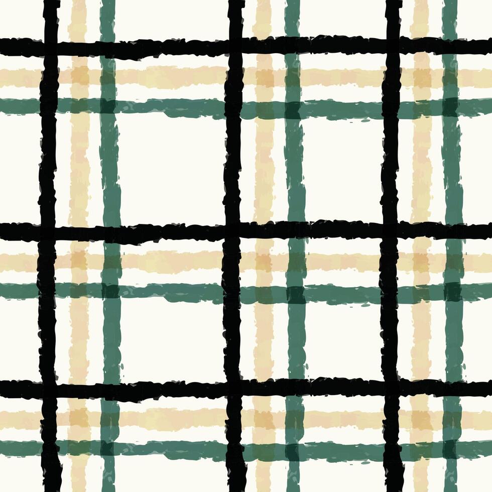 Plaid seamless pattern. Hand drawn stripes. vector