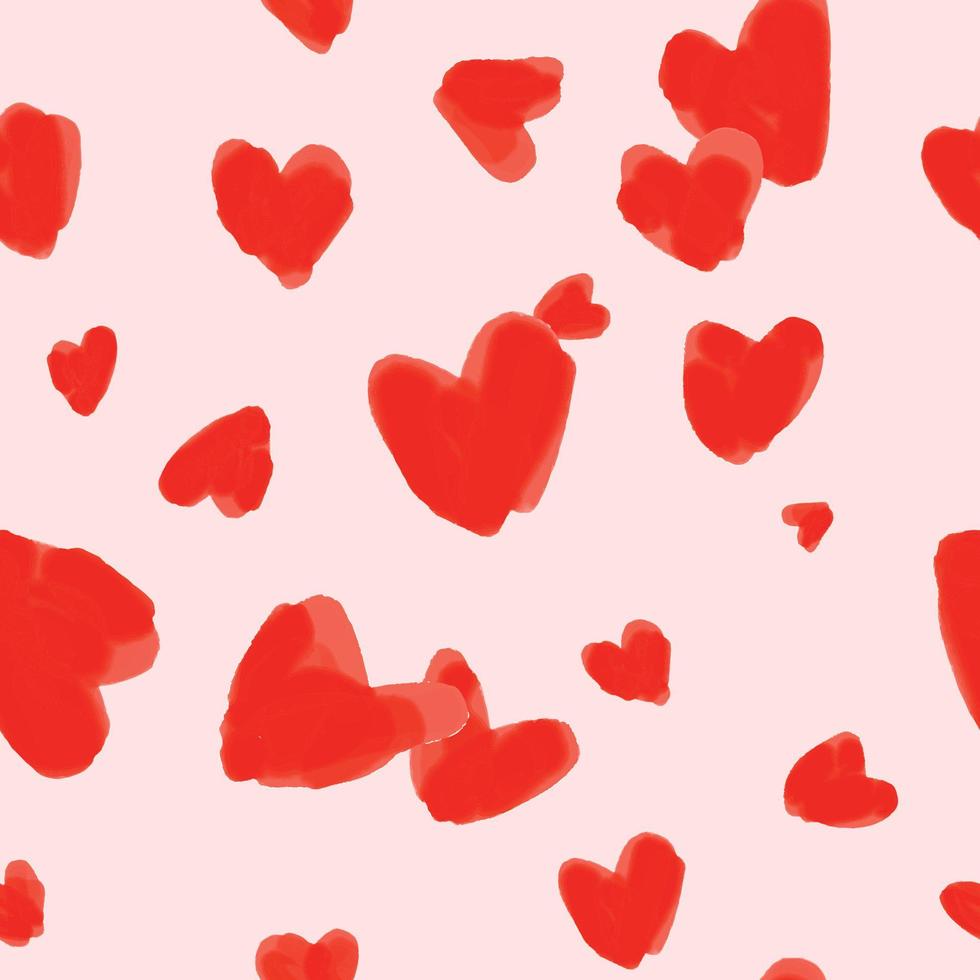 watercolor heart painting. Seamless pattern. vector