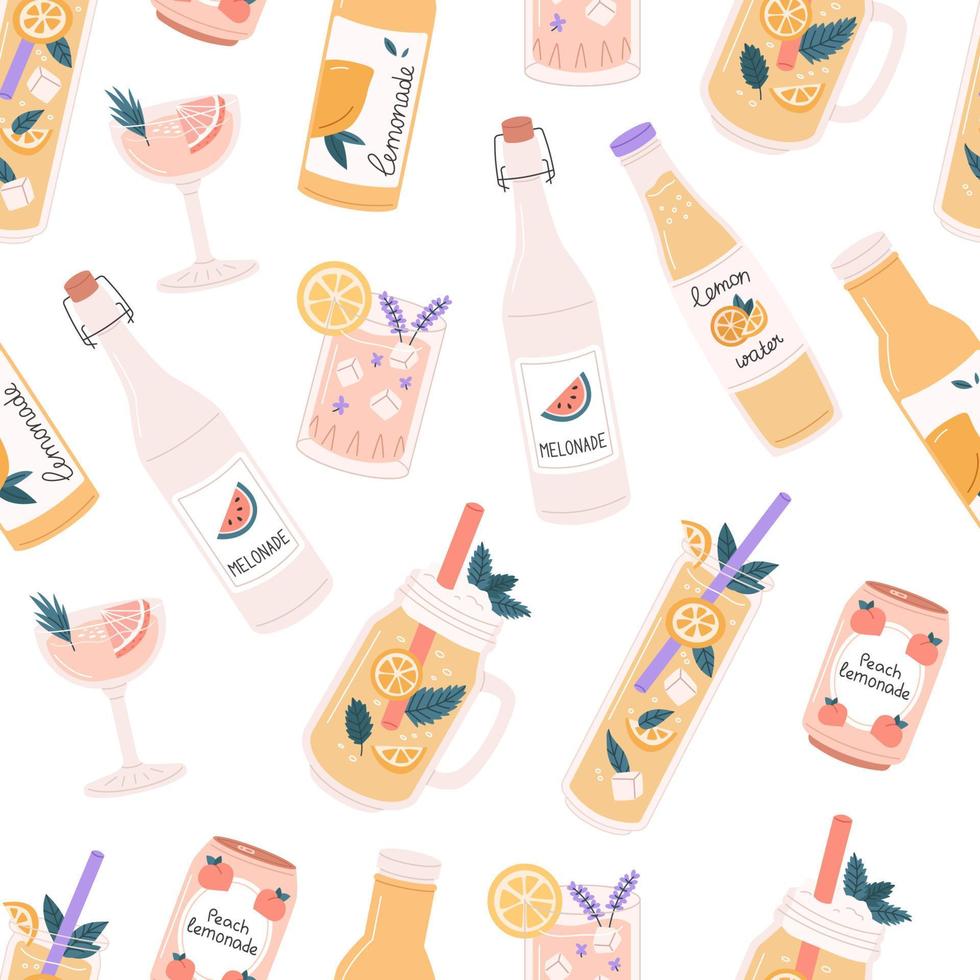 Drinks seamless pattern vector
