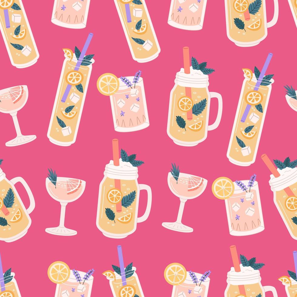 Drinks seamless pattern vector