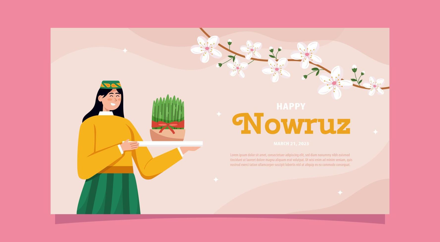 banner horizontal feliz nowruz vector