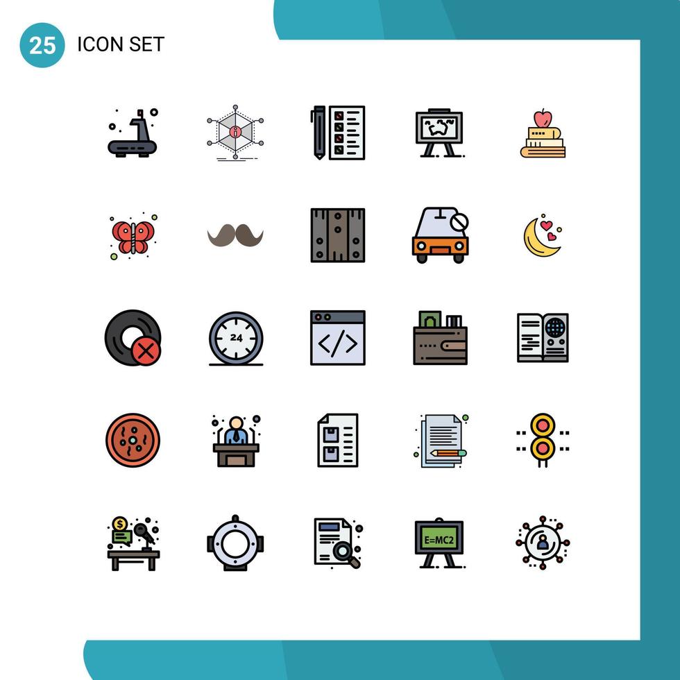 Set of 25 Modern UI Icons Symbols Signs for photo map resources presentation development Editable Vector Design Elements