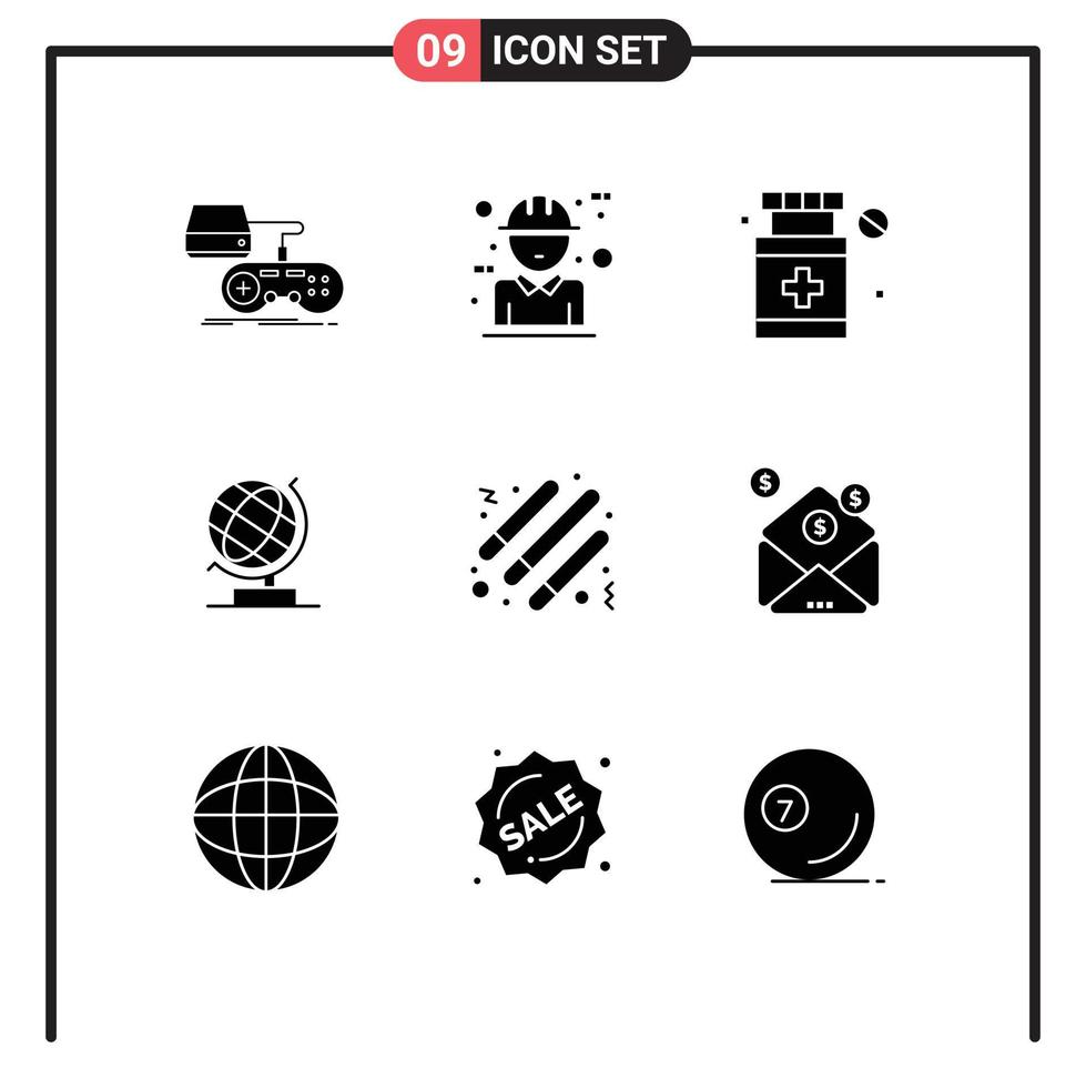 Stock Vector Icon Pack of 9 Line Signs and Symbols for drum globe concept office medical Editable Vector Design Elements