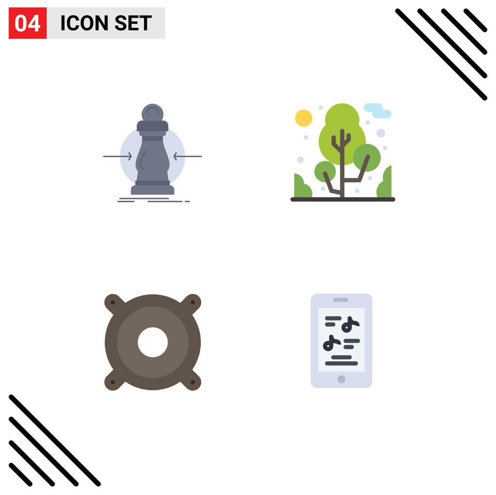 4 concepto de icono plano para sitios web móviles y aplicaciones consumo música árbol inferior película elementos de diseño vectorial editables vector