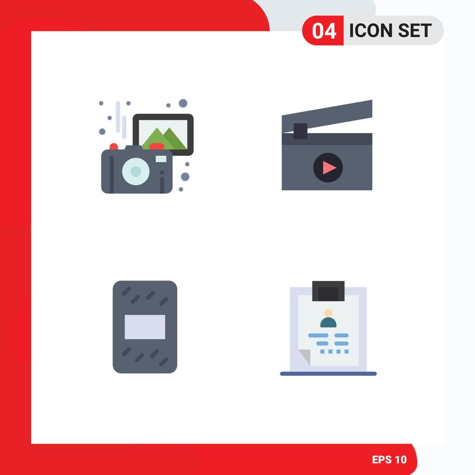 4 User Interface Flat Icon Pack of modern Signs and Symbols of images pack camera media diagnosis Editable Vector Design Elements