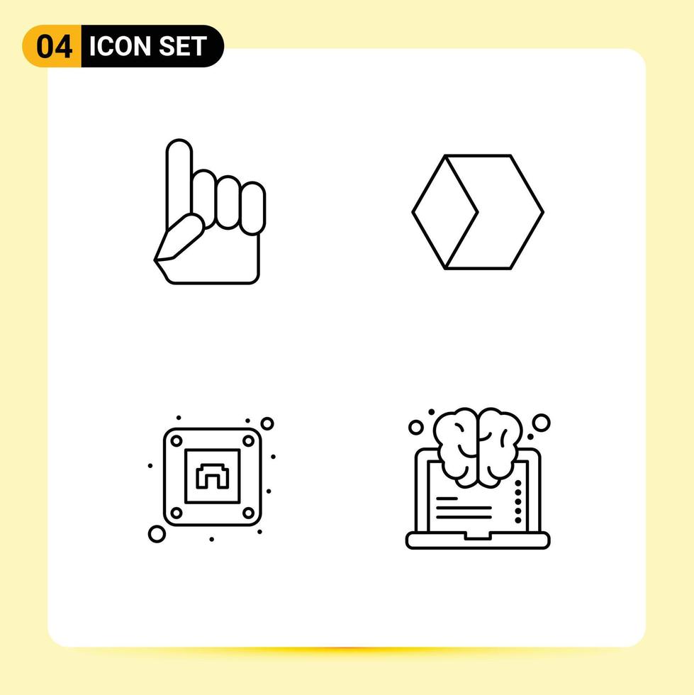 4 Universal Line Signs Symbols of foam hand socket american charts brain Editable Vector Design Elements