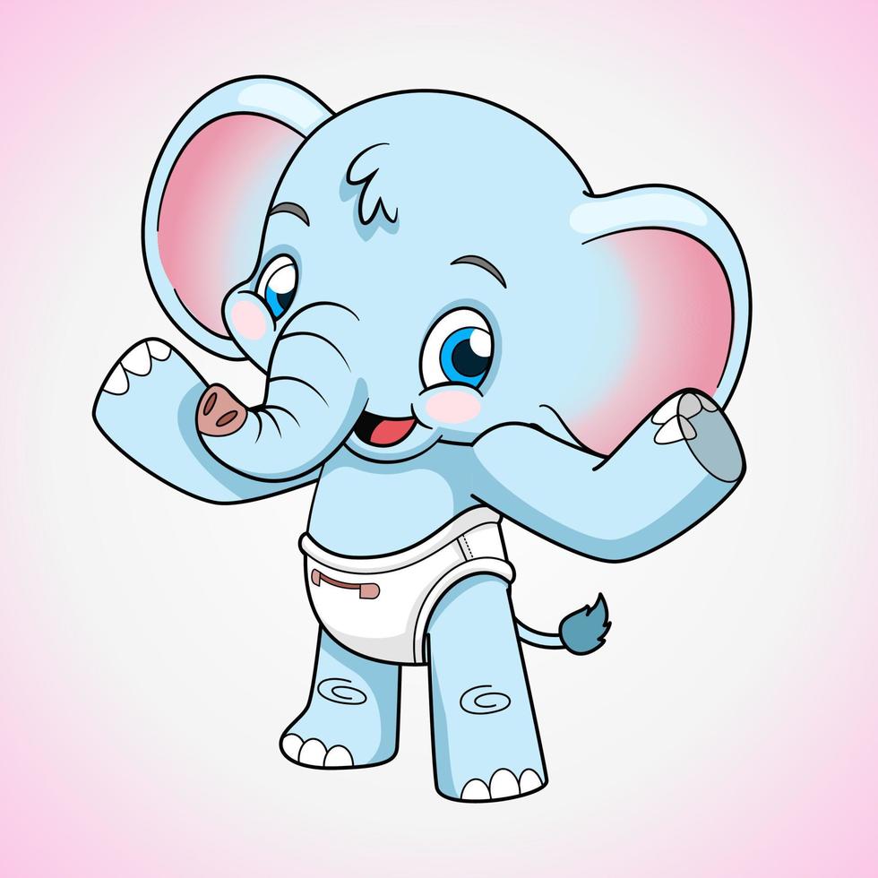 cute little elephant cartoon vector illustration