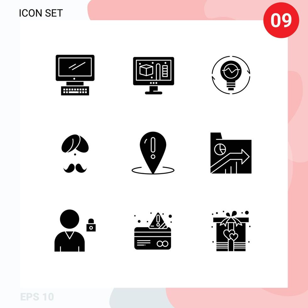 9 Universal Solid Glyphs Set for Web and Mobile Applications indian hindu bulb lightbulb innovation Editable Vector Design Elements