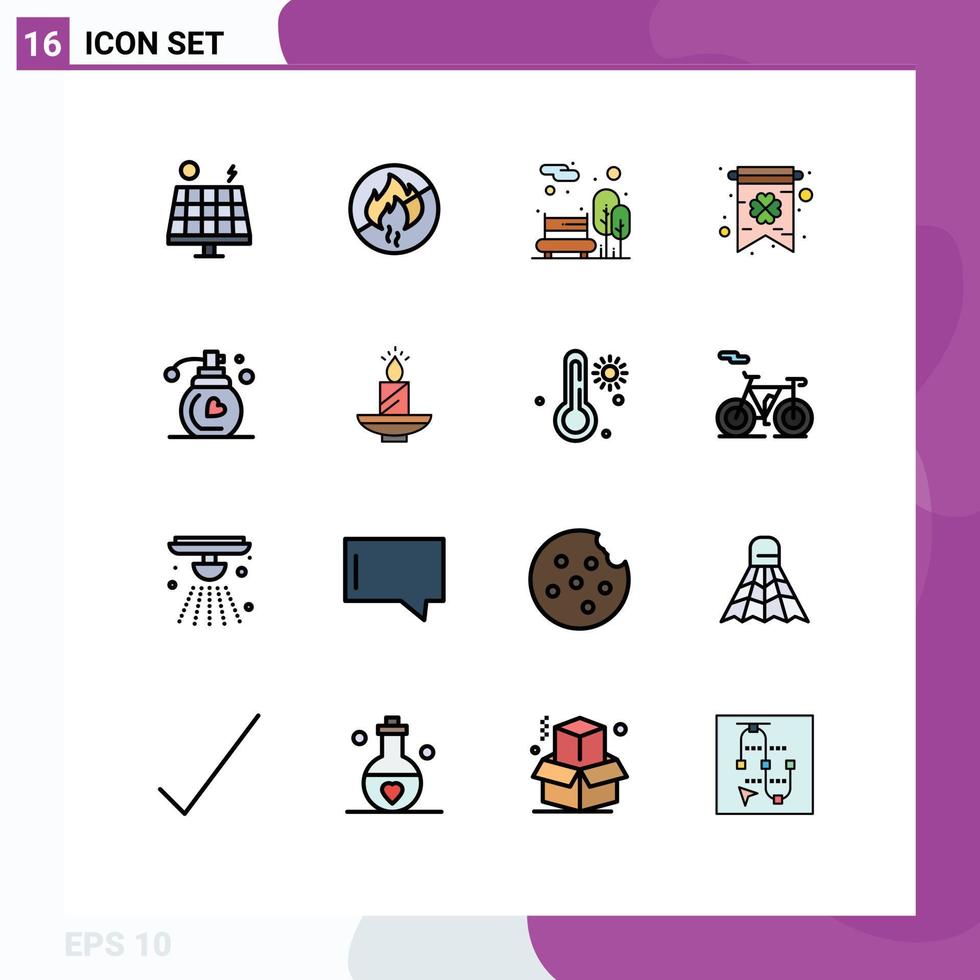 Set of 16 Modern UI Icons Symbols Signs for makeup perfume bench greeting card card Editable Creative Vector Design Elements