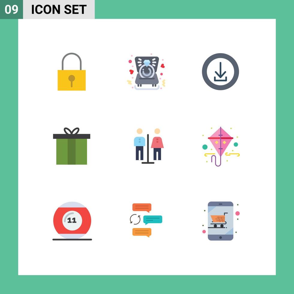 Group of 9 Modern Flat Colors Set for elevator christmas apps box we Editable Vector Design Elements