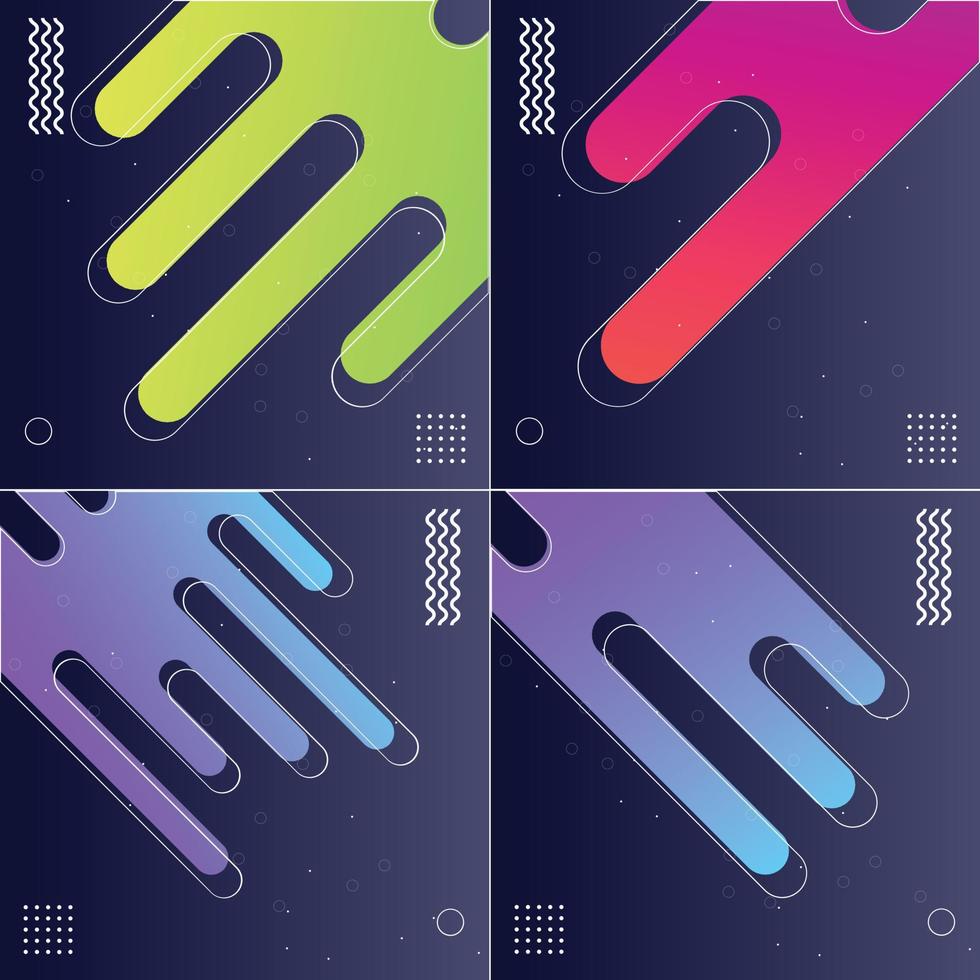 Modish Style Abstractions in Color Pack of 4 Vector Illustrations