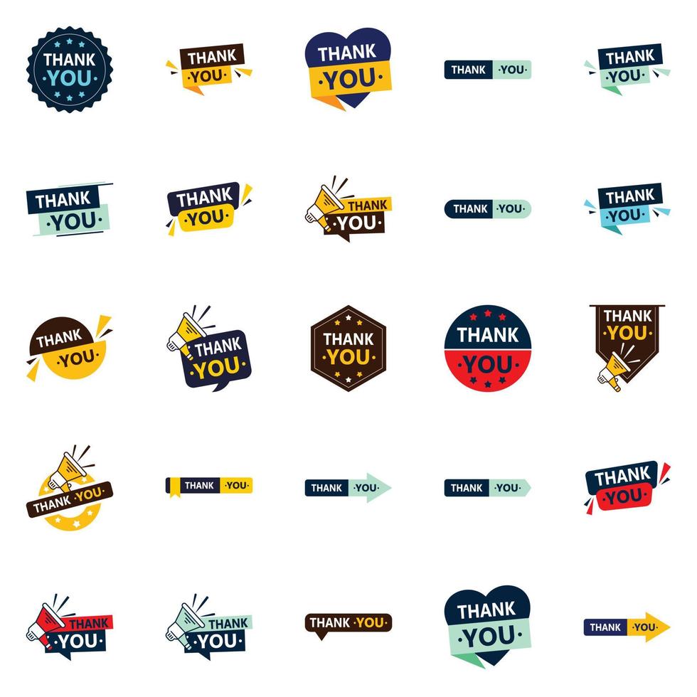 Thankyou 25 High quality Vector Icons for a professional thank you message