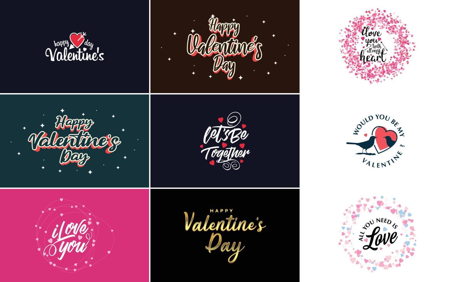 Happy Valentine's Day typography poster with handwritten calligraphy text. isolated on white background vector illustration