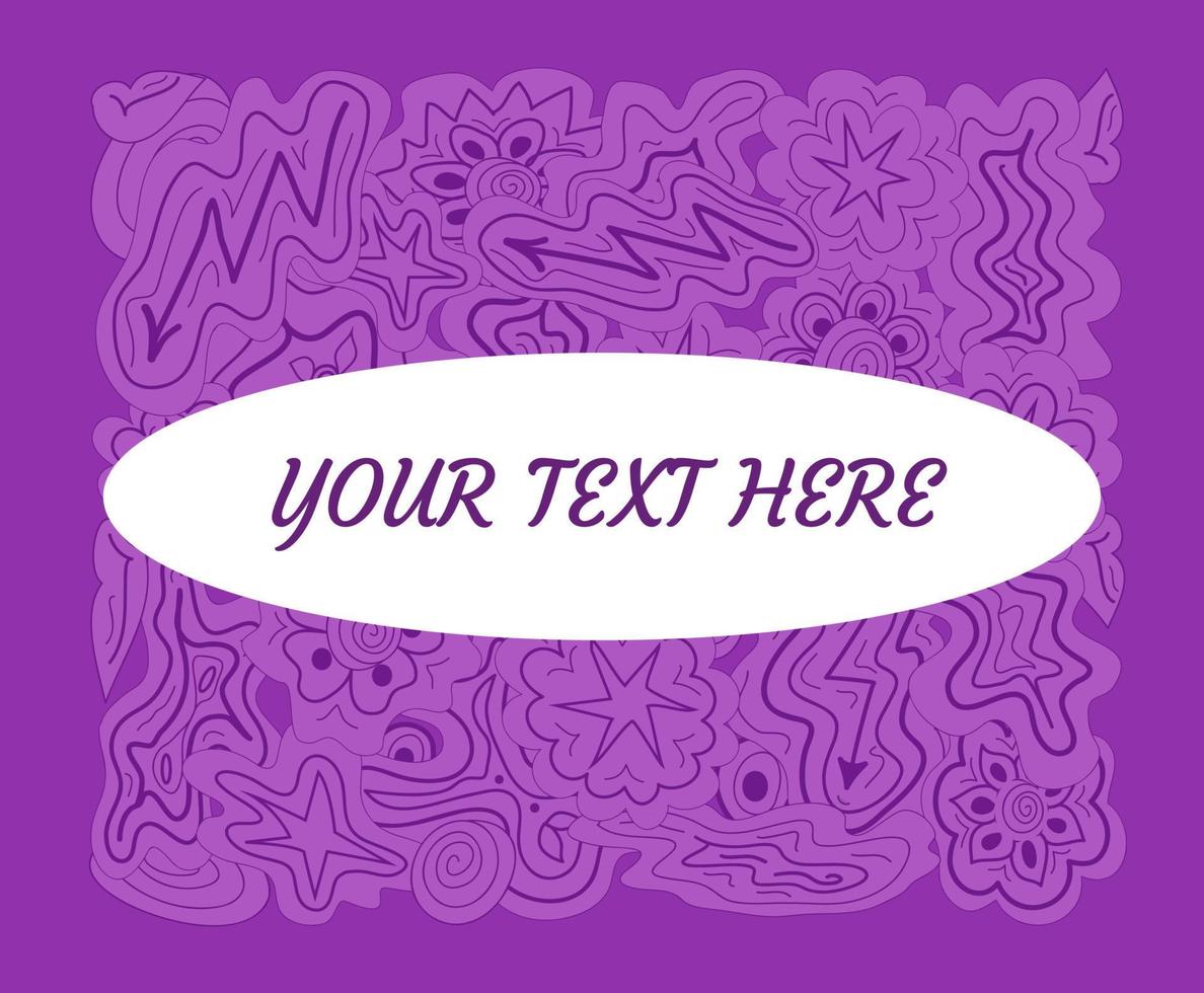 Background for prints with different doodle shapes and copy space for your text. Childlike scribbles, sketchy stars, flowers, clouds, lightnings - separate and editable. Romantic hand drawn elements vector
