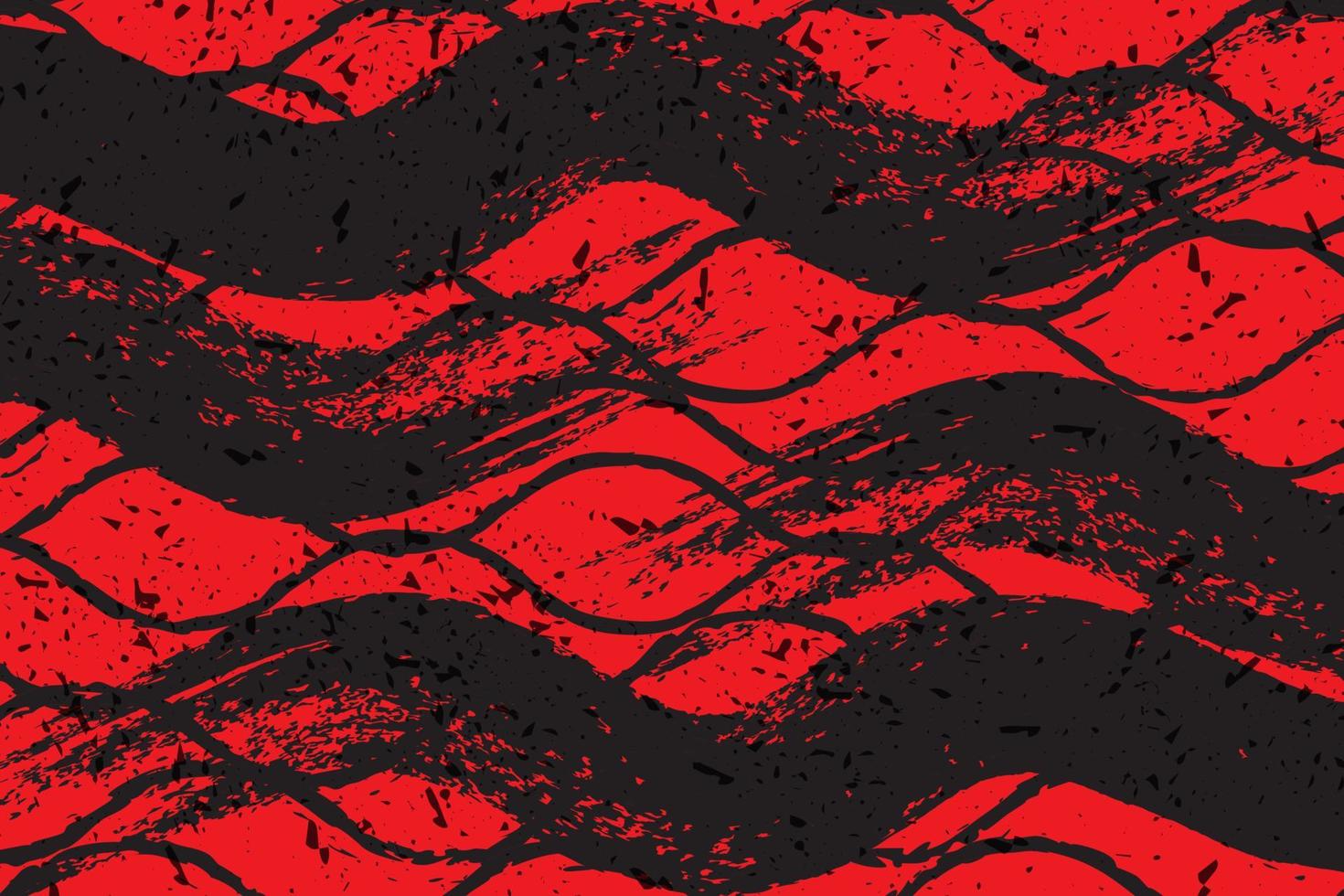 Abstract red and black grunge texture background with wave style vector