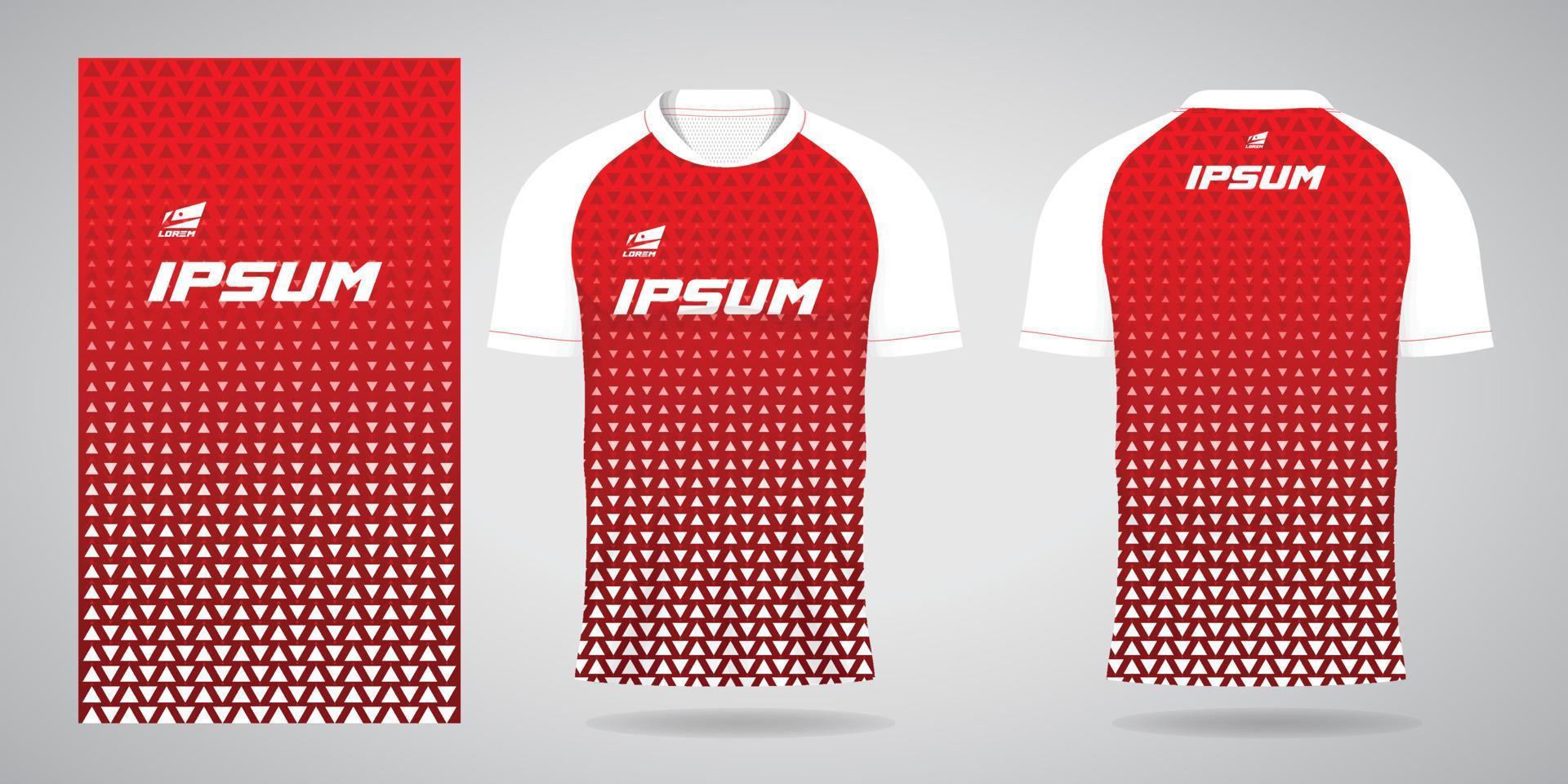 red white sports jersey template for team uniforms and Soccer t shirt design vector