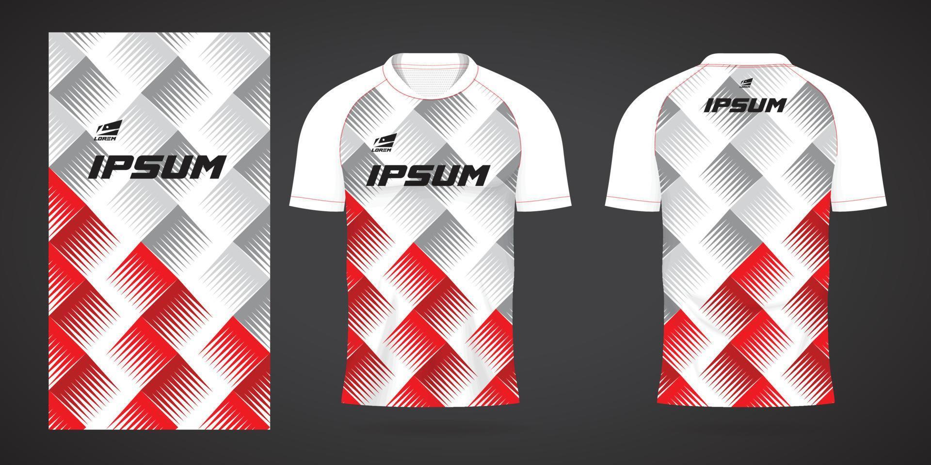 red white sports jersey template for team uniforms and Soccer t shirt design vector