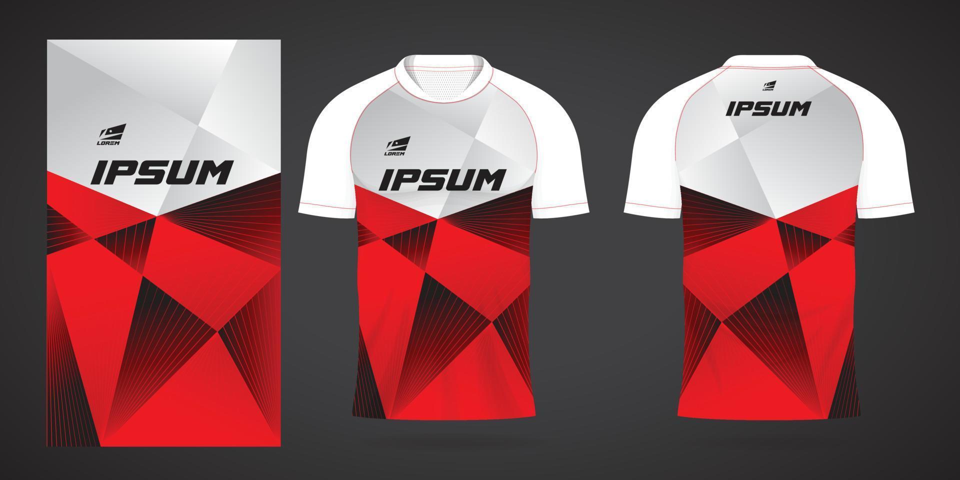 red white sports jersey template for team uniforms and Soccer t shirt design vector