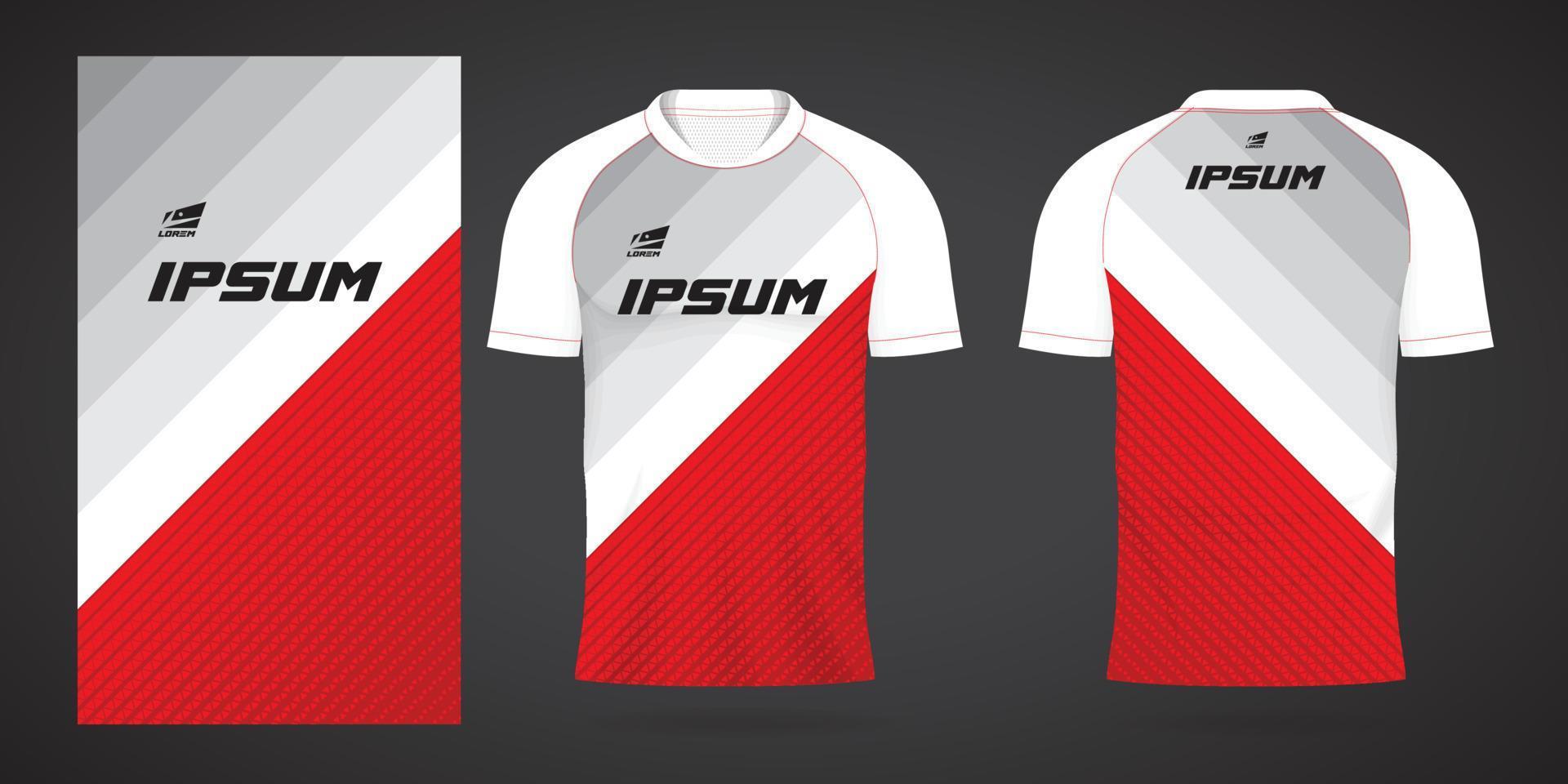 red white sports jersey template for team uniforms and Soccer t shirt design vector