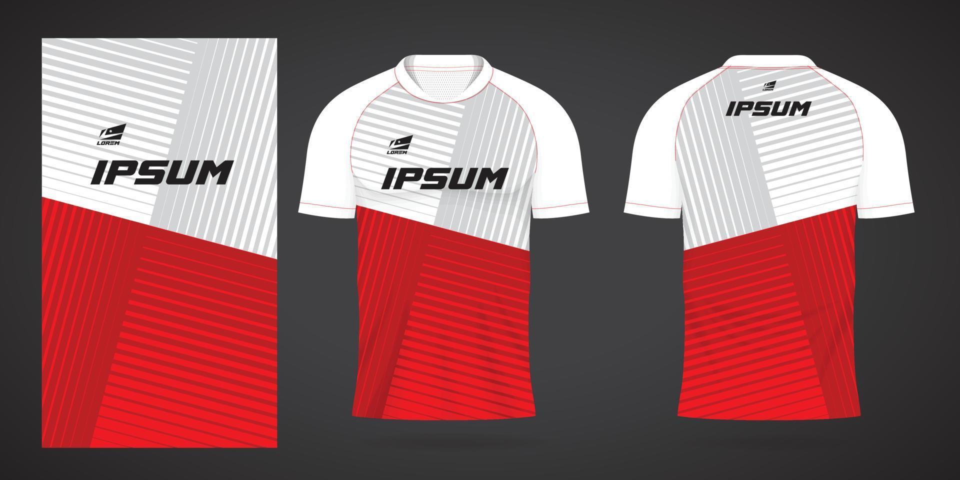 red white sports jersey template for team uniforms and Soccer t shirt design vector
