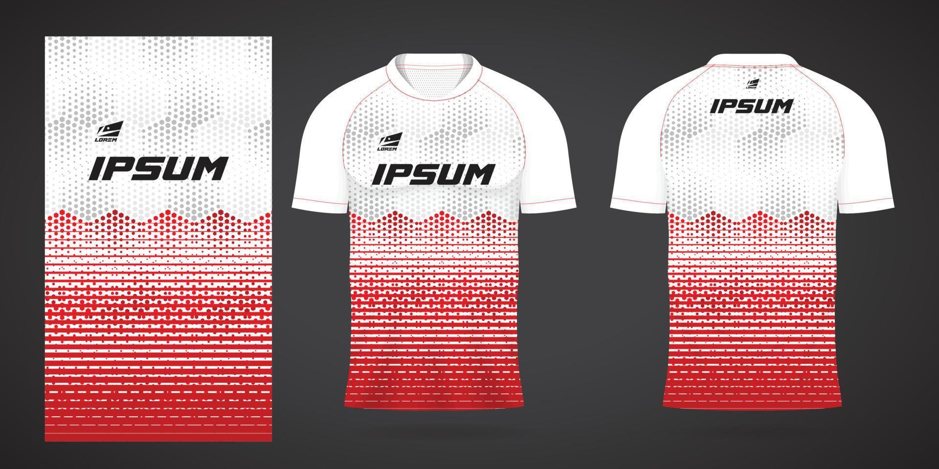 red white sports jersey template for team uniforms and Soccer t shirt design vector