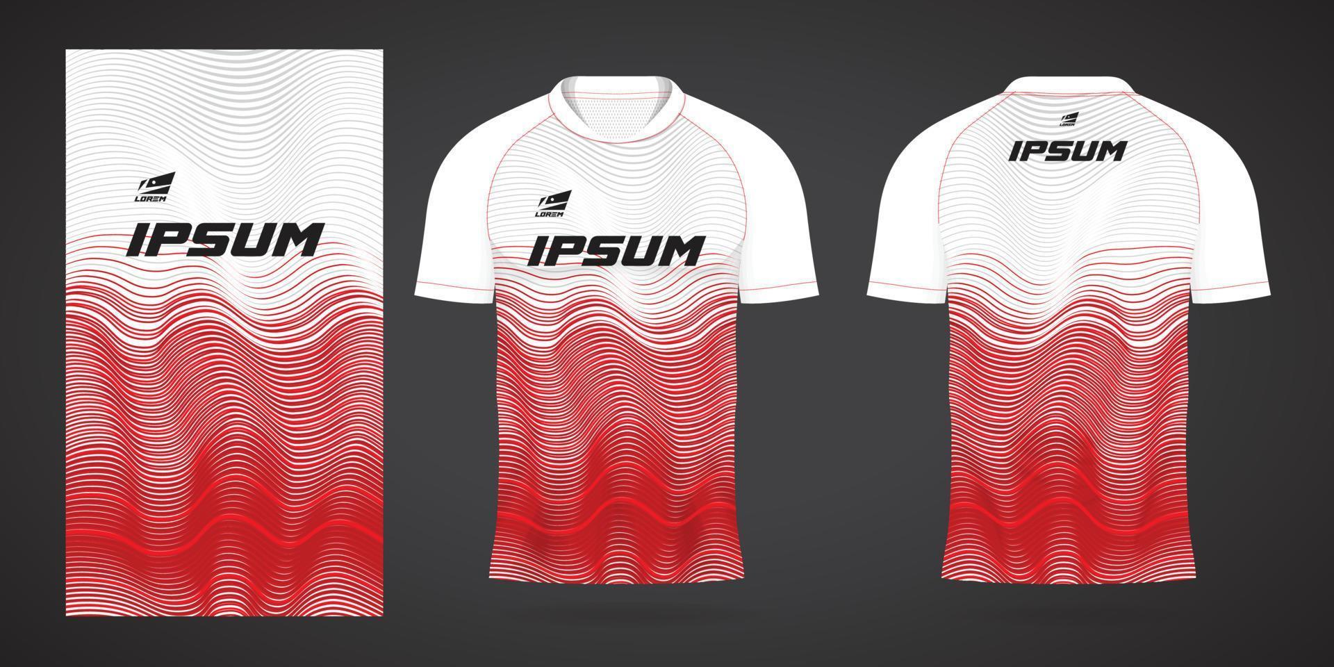 red white sports jersey template for team uniforms and Soccer t shirt design vector