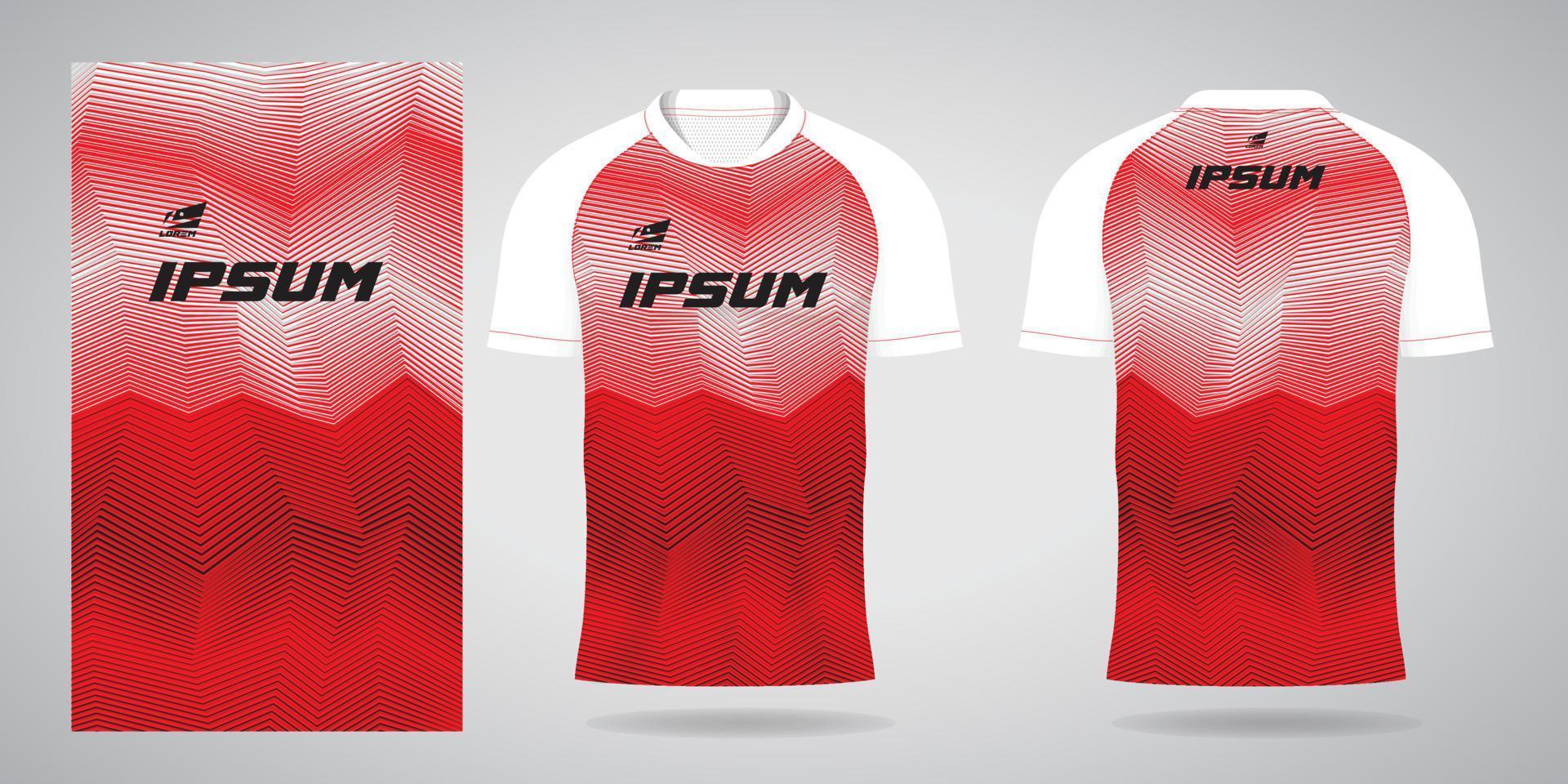 red white sports jersey template for team uniforms and Soccer t shirt design vector